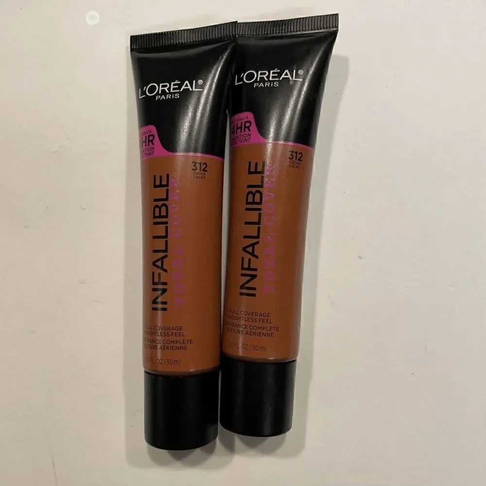L'Oreal Infallible Total Cover Foundation in Cocoa Lot of 2